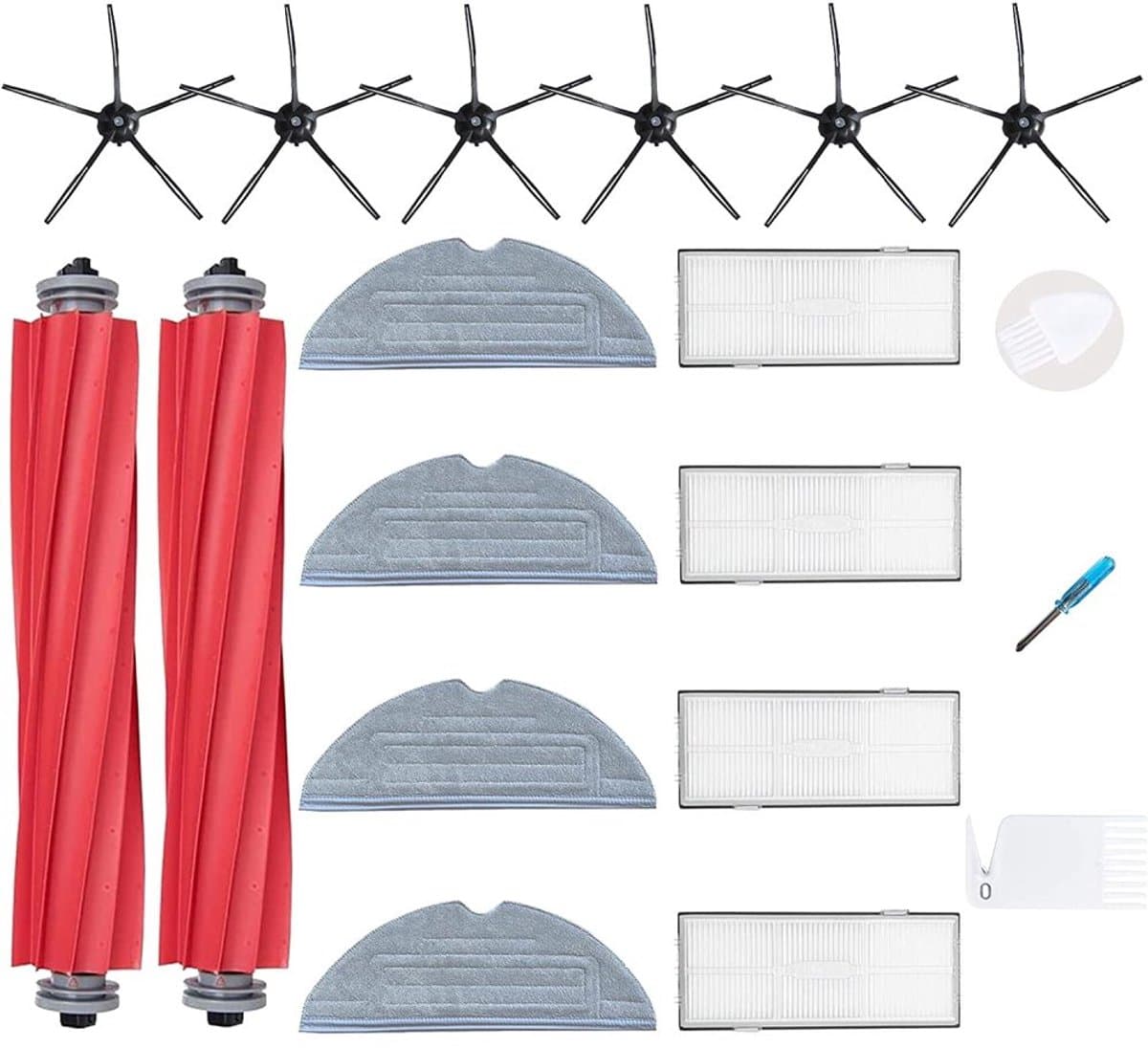 Vervangingsset voor Roborock S7 / S7 Plus / S7 MaxV / MaxV Ultra – 2 Hoofdborstels, 6 Zijborstels, 4 Filters, 4 Dweillappen & Reinigingshulpmiddel — afbeelding 1