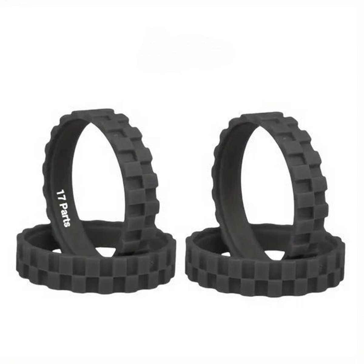 17 Parts – 4 Stuks Wielbanden Geschikt voor iRobot Roomba – Compatibel met Series 500, 600, 700, 800, 900, e5, i7, j7 & j9 – Antislip Rubberen Banden – Stille & Eenvoudige Montage – Vervangende Accessoires voor Robotstofzuiger — afbeelding 1