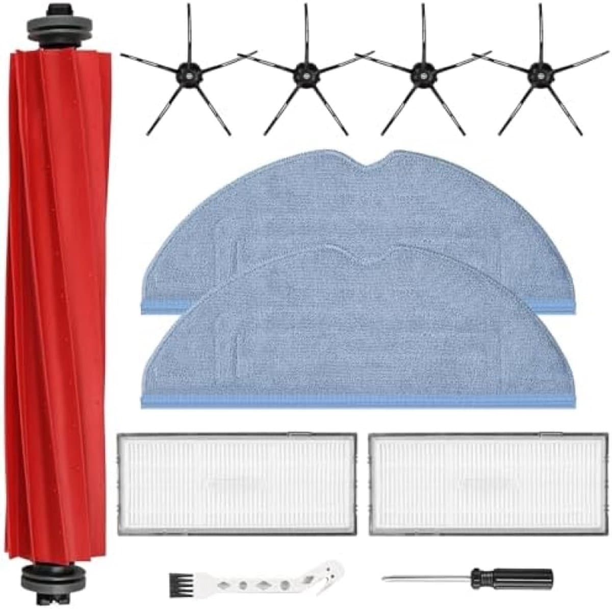 11-delig accessoireset voor robotstofzuigers - Inclusief hoofdborstel, HEPA-filters, dweilpads, zijborstels en reinigingsborstel voor optimale reinigingsprestaties — afbeelding 1