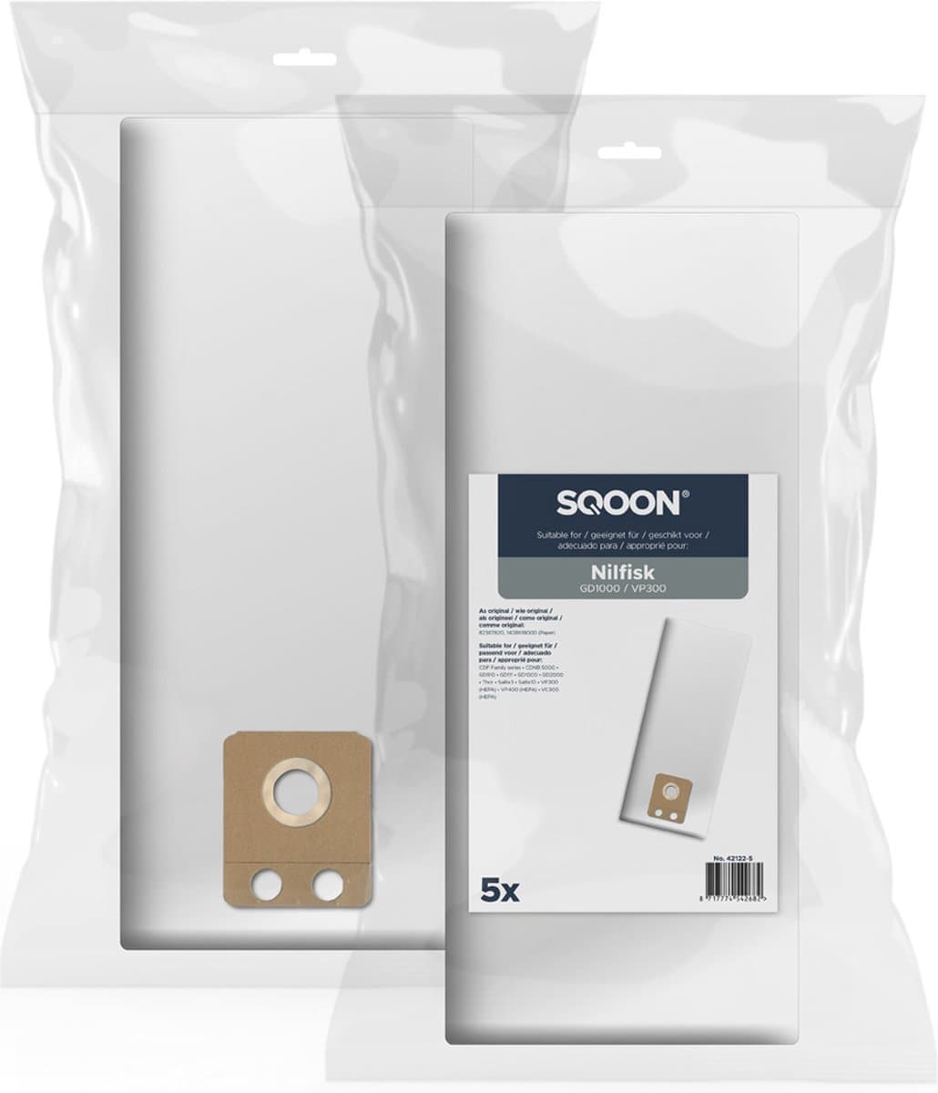 SQOON® Stofzuigerzakken Geschikt voor Nilfisk GD1000 / VP3000 / VP600 - 5 Stuks — afbeelding 1