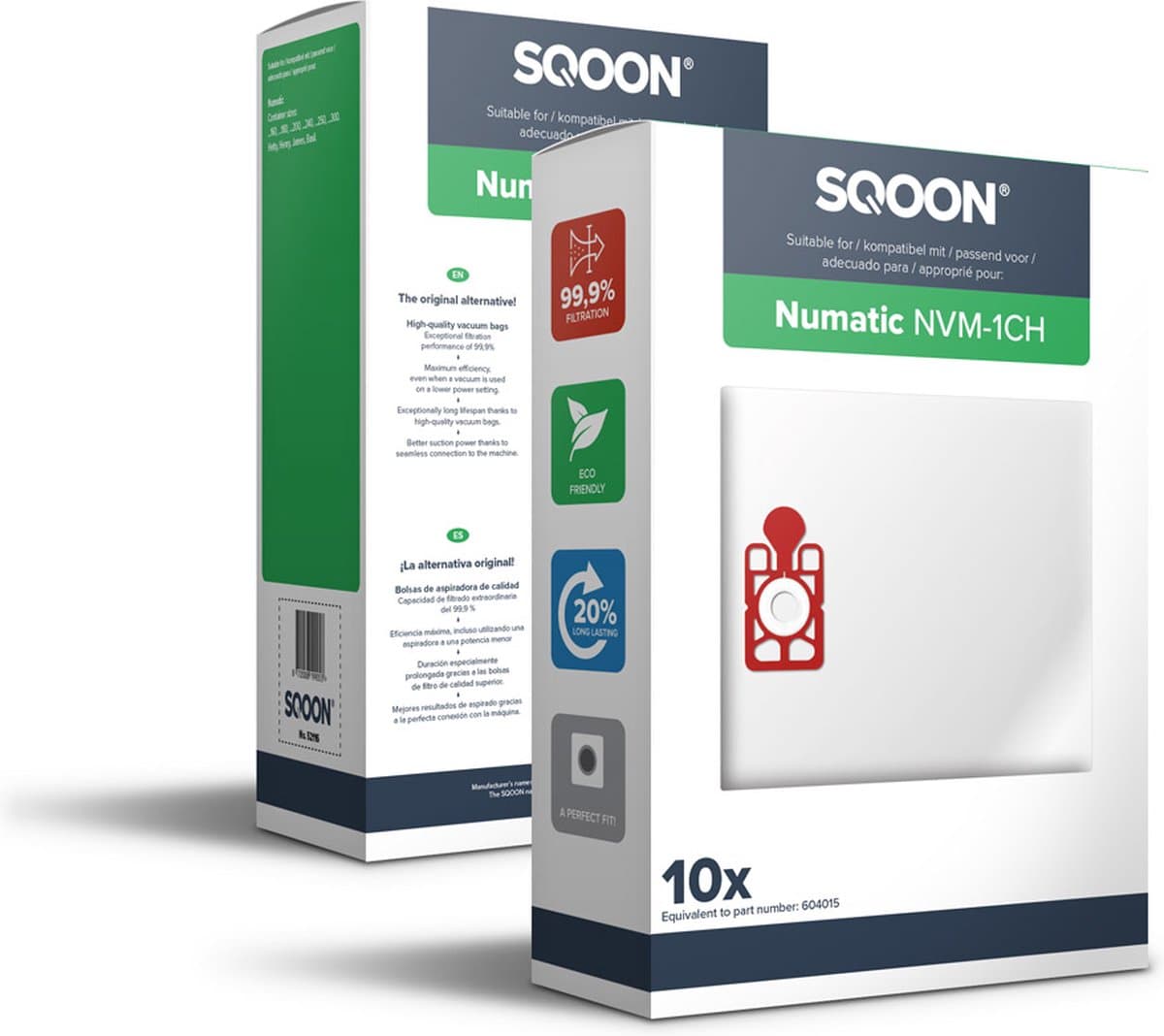 SQOON® - Stofzuigerzakken geschikt voor Numatic Henry, Hetty, James en PPR-240 | NVM 1CH | Model 604015 - 10 stuks — afbeelding 1