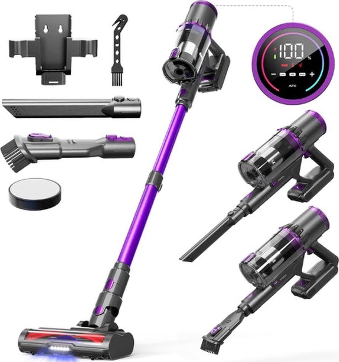 Luxe Steelstofzuiger – Draadloos – Stofzuiger zonder Zak – Op Accu – Wireless Vacuum Cleaner – 40.000PA Zuigkracht – 4 Instelbare Modi – 7-Traps Filter – 500W — afbeelding 1