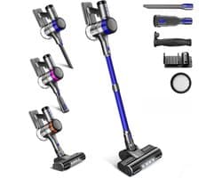 Draadloze Stofzuiger - Steelstofzuiger Elektrische Bezems - Snel Huis Schoonmaken - 4 Snelheden - 1 Liter - Blauw