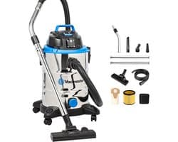 Industriële Stofzuiger 30L – Nat- en Droogzuiger 1500W – RVS Reservoir – Auto-Start Stopcontact – Blaasfunctie