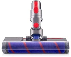 Zachte borstelkop met rolmechanisme. Compatibel met de draadloze handstofzuigers geschikt voor Dyson V7, V8, V10, V11, SV12 en V15. Inclusief bevestigingsaccessoires voor hardhouten vloeren.