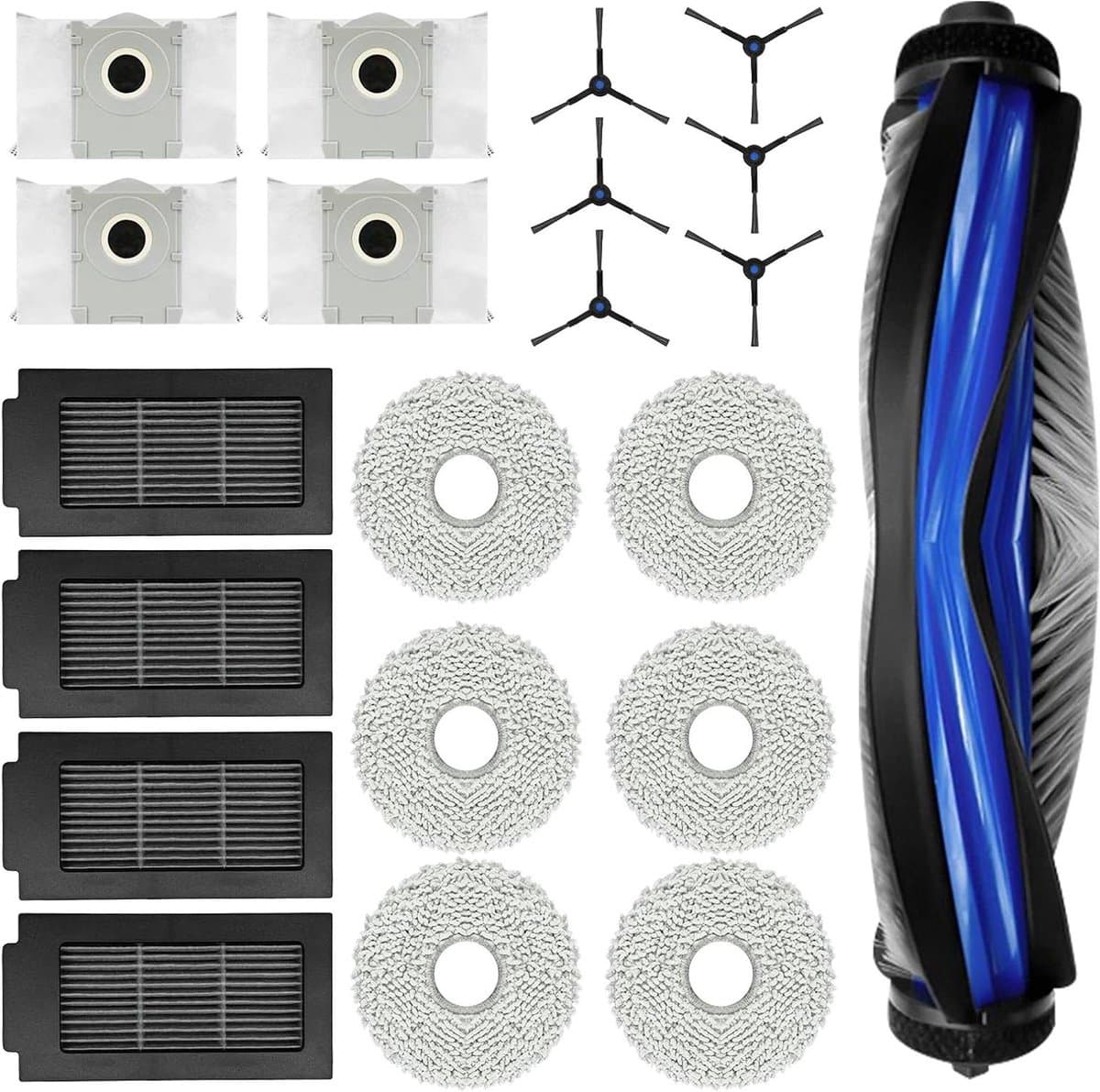 Cosensi - Accessoireset voor robotstofzuiger: 20 stuks, hoofdborstel, dweilen, filters, zijborstels, stofzakken, reinigingsborstel — afbeelding 1