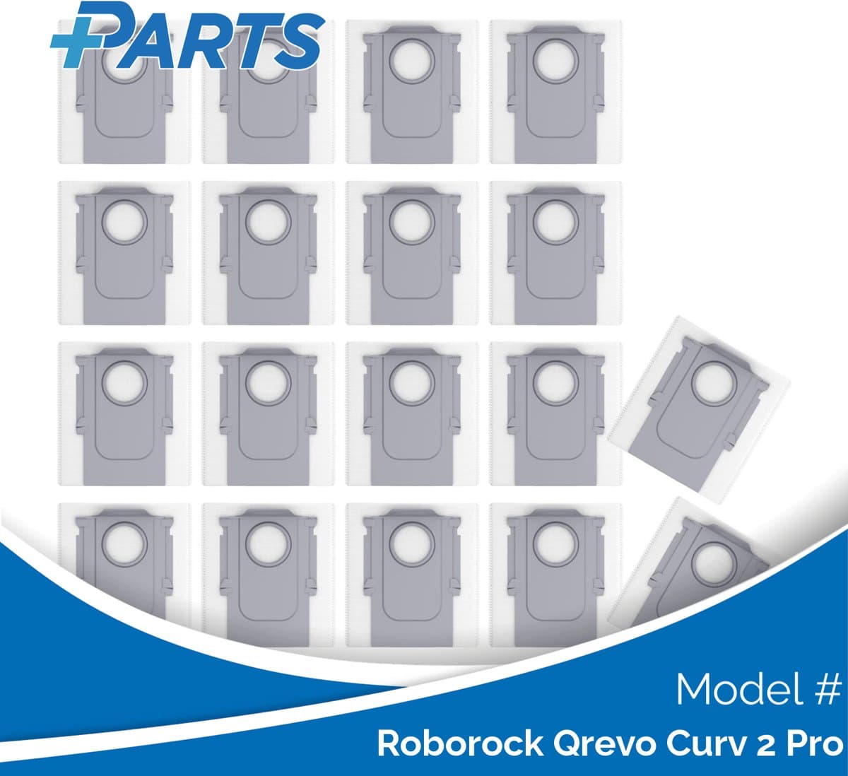 Roborock Qrevo Curv 2 Pro Stofzakken (18 Stuks, Plus.Parts® alternatief voor 8.02.0239) — afbeelding 1