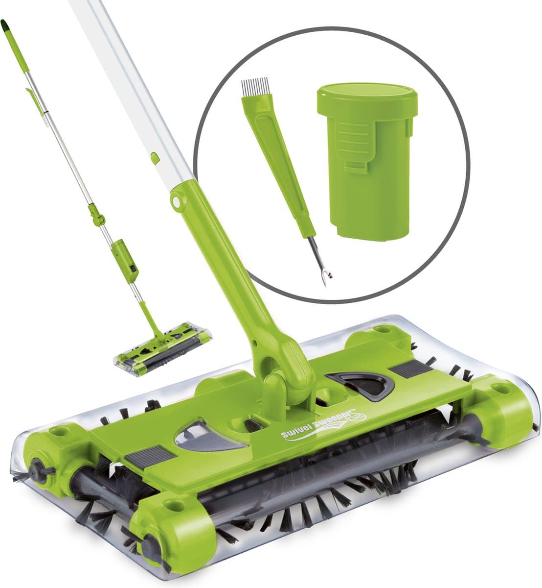 Swivel Sweeper Batterijbezem - Gemakkelijk kruimels oprapen - Snoerloos, zakloos & oplaadbaar - Vloerveger met scharnierende koppeling & 360° rotatie - Maximale flexibiliteit - Moeiteloos schoonmaken — afbeelding 1