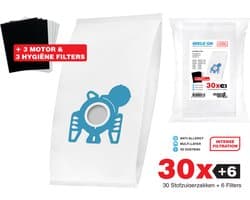 30x Miele Stofzuigerzakken GN - 3D stofzakken + 3x Filter sets - 3 Hygiëne en 3 Motor filters meegeleverd! Premium kwaliteit - Multi lagen - Anti Allergie -Geschikt voor o.a. Miele C3, C2, S8, S5, S2, S8000, S5000, S200, S800, S600, S400