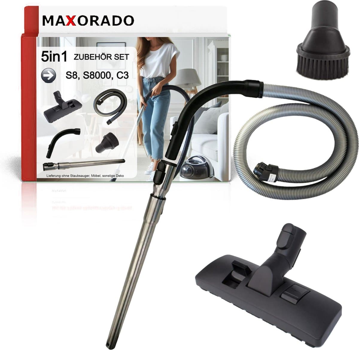 Maxorado Stofzuiger Set 5-delig - Combimondstuk + buis + handgreep + stofzuigerslang + meubelborstel geschikt voor Miele Complete C3, S8, S8 Serie, S8340, S8430, S8430 — afbeelding 1