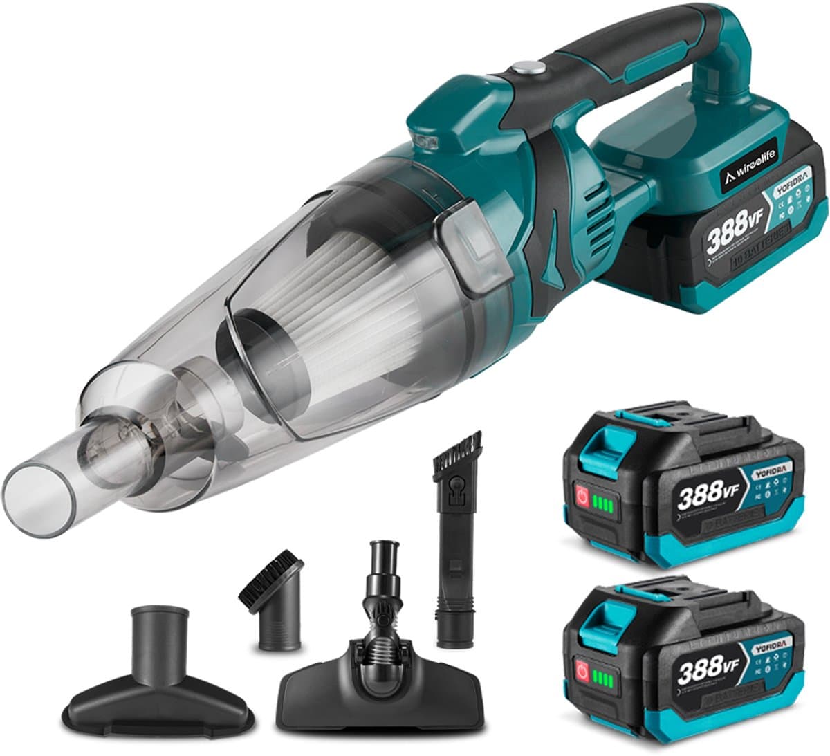 Yofidra Accu Steelstofzuiger - 10 kPa Steelstofzuiger - met 2x Accu’s - Kruimeldief - 0.75L Stofbak -Voor Huisdieren, Vloeren, Carpets, Auto — afbeelding 1