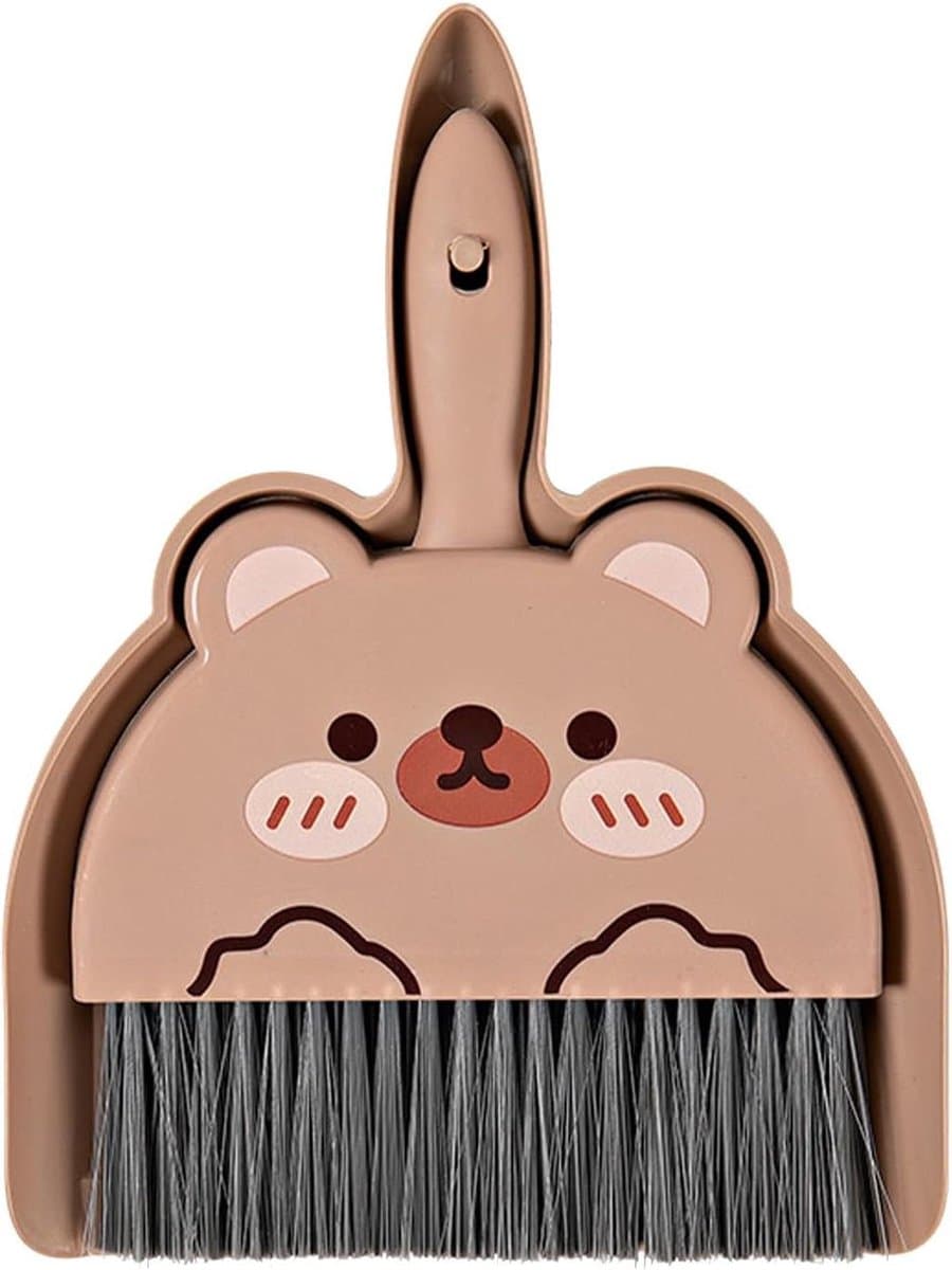 Stoffer en Blik - Mini Bezemset - Bureau Schoonmaken - Compact Ontwerp - 18 x 23 cm - Wit — afbeelding 1