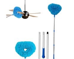 Ventilator Reiniger - Stofdoek Hoge Plafonds - Stof Verwijderen - Uitschuifbare Steel - Tot 126 cm - Blauw