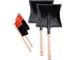 Stofblik en Handveger Set met Houten Bezem - Compact & Efficiënt Schoonmaken voor Thuis en Werk