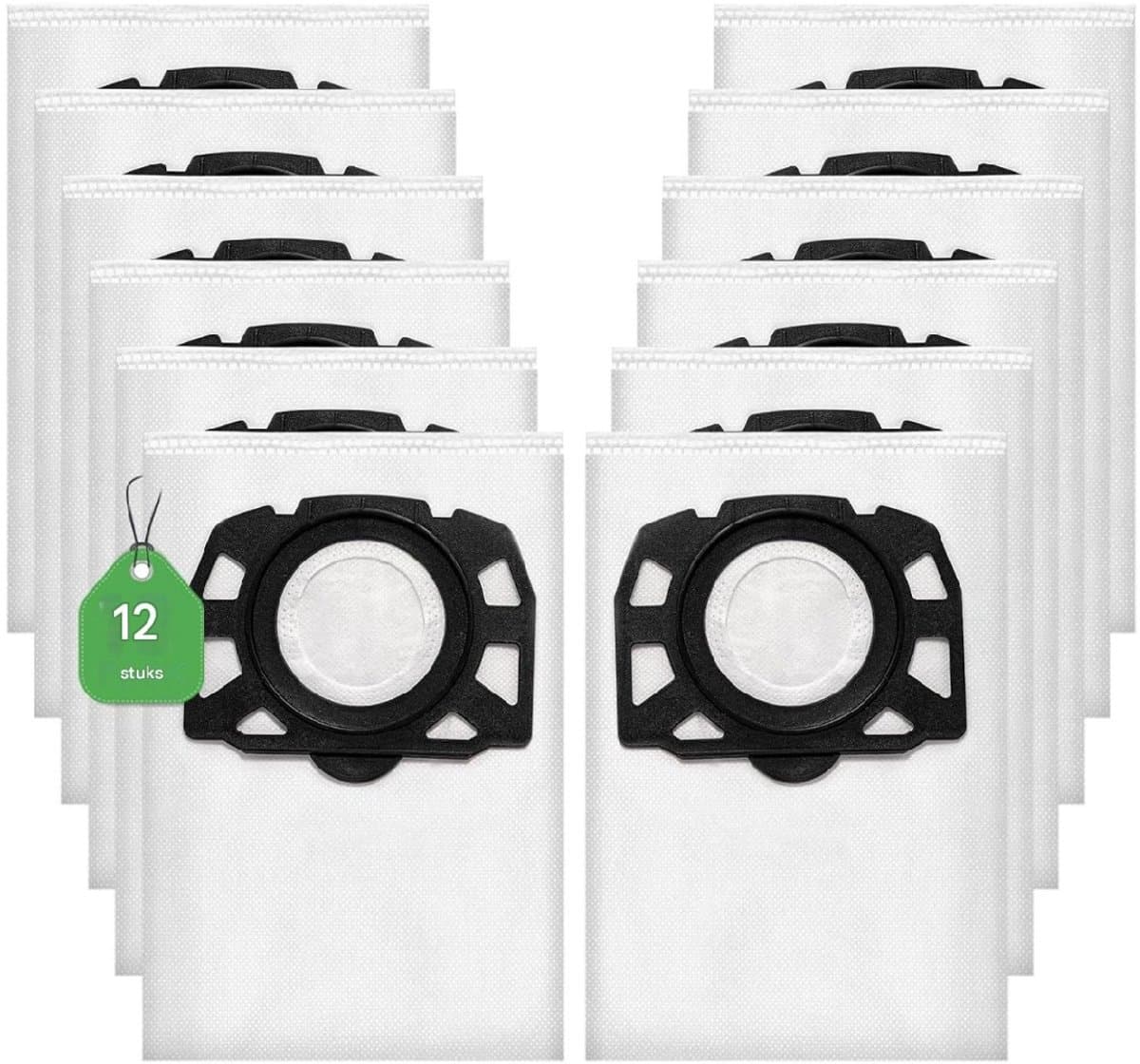 EXCITAT KFI 357 Stofzuigerzak - Verpakking van 12 - Geschikt voor Kärcher WD2Plus/WD3/KWD1 /KWD2/KWD3/MV3/WD3.200-WD3.800M/SE4001/SE4002 Stofzuigers - Vervanging 2.863-314.0 - Geschikt voor nat-/droogzuigers met kunststof kap — afbeelding 1