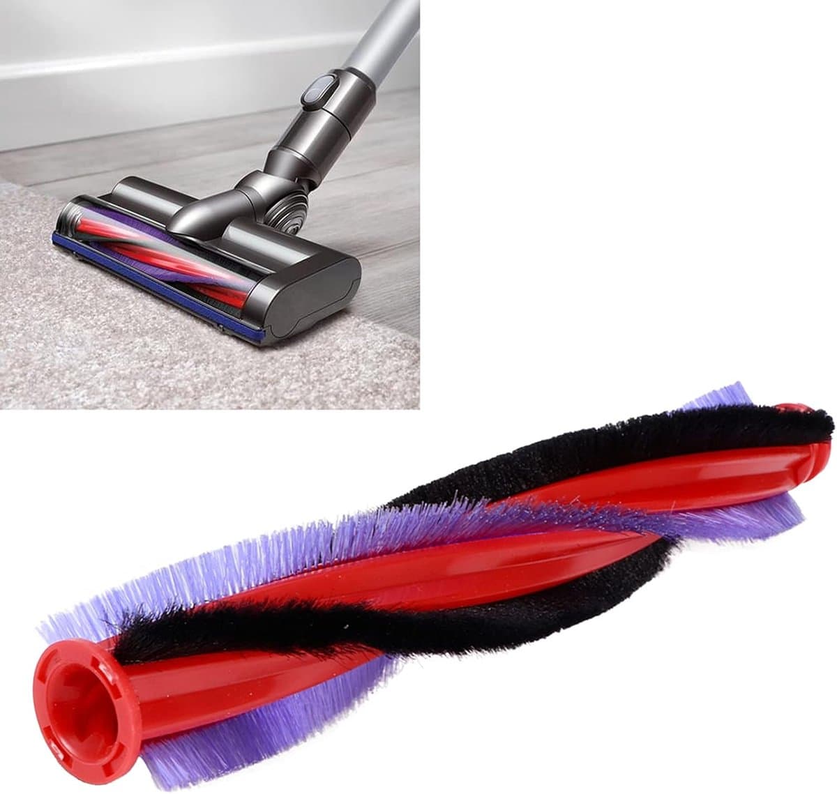 Roller Borstel - Geschikt voor Dyson V6/DC59/DC62/SV03 Serie - 185mm - Vervanging - Borstelrol Accessoires - Stofzuiger Onderdelen - Reserveborstel — afbeelding 1