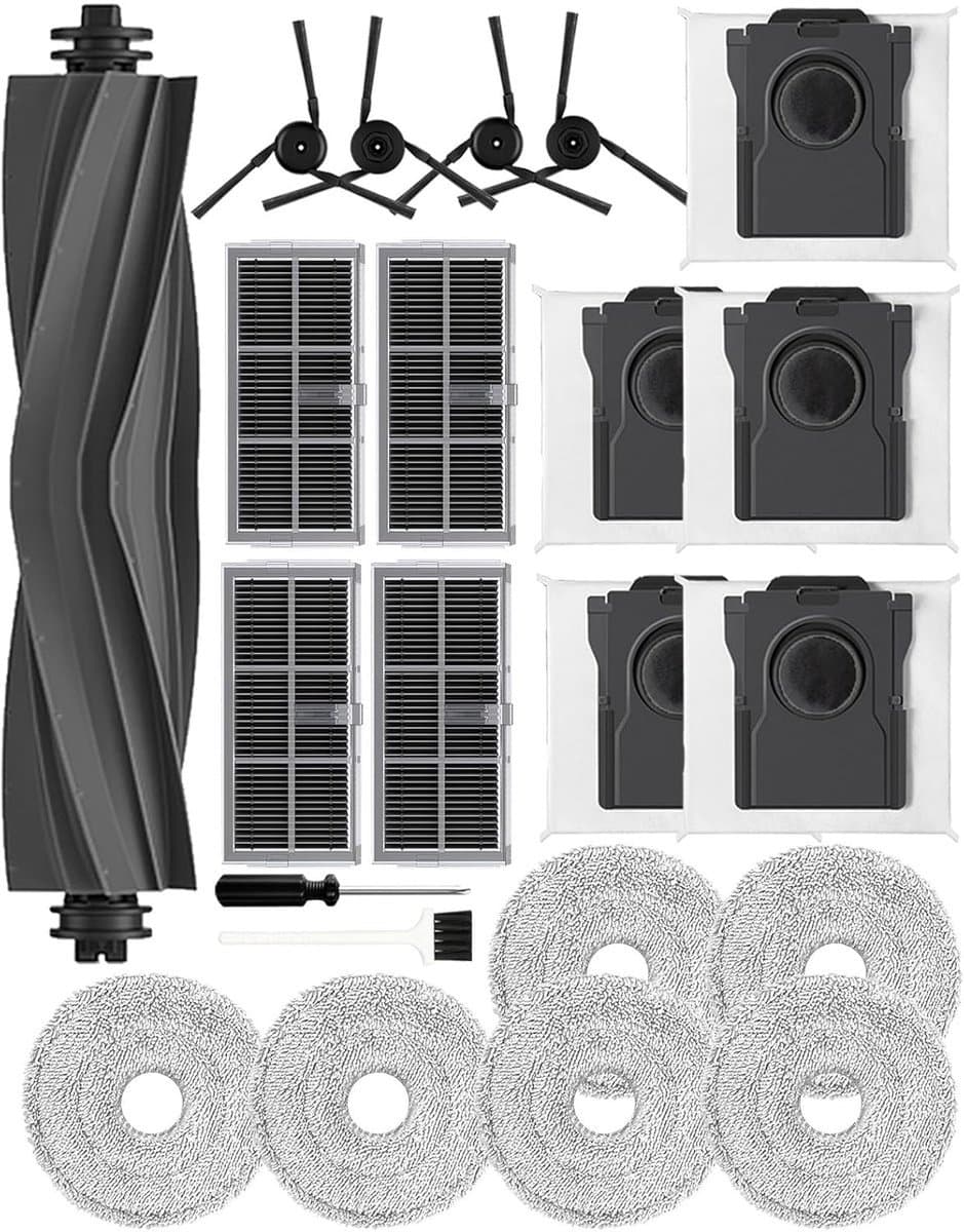 22 stuks accessoires geschikt voor Dreame X40 Ultra/L40 Ultra /X40 Master robotstofzuiger - Onderdelen - 1 rolborstel - 4 zijborstels - 5 actieve koolstofzakken - 4 actieve koolstoffilters - 6 reinigingsdoekjes - Onderhoudsset — afbeelding 1