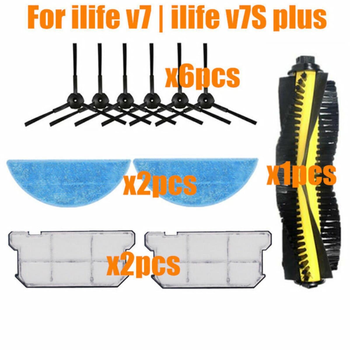 Geschikt voor ilife v7 v7s v7s pro v7s Plus robotstofzuiger onderdelenset borstelfilter — afbeelding 1
