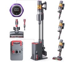 Lubluelu X1000 Draagbare staafstofzuiger Steelstofzuiger met stofopvangstation van 2,5L – 60Kpa Automatisch ledigingsstation - 50 Min Gebruikstijd - Anti-klit Borstel - met Stofzak HEPA - filter - LED-koplampen