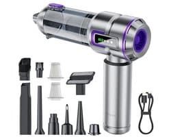 Autostofzuiger met draadloze batterij-indicator, draagbare borstelloze motor, handstofzuiger voor thuis en in de auto.