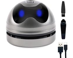 KZQ Stille mini bureaustofzuiger met USB-C opladen - Draagbare palmstofzuiger voor kruimels zaadjes haren en kunststofdeeltjes - Laag geluidsniveau en schattig ontwerp - Grijs
