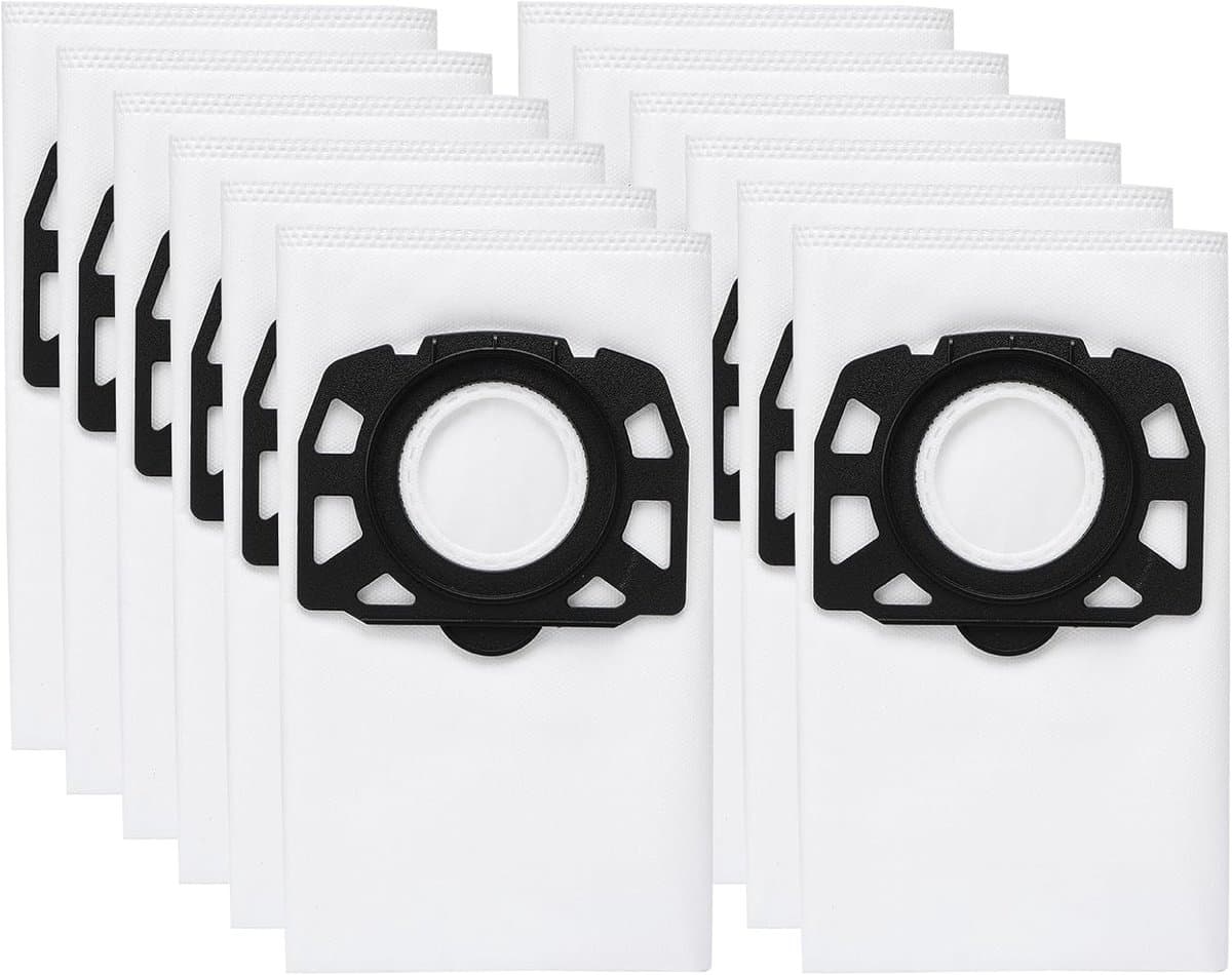 12 stuks KFI 487 Filterzakken – Vervangingszakken voor Kärcher WD4/WD5/WD6 & MV4/MV5/MV6 Serie | Geschikt voor Modellen WD4.000 t/m WD5.999 | Onderdeelnr. 2.863-006.0 — afbeelding 1