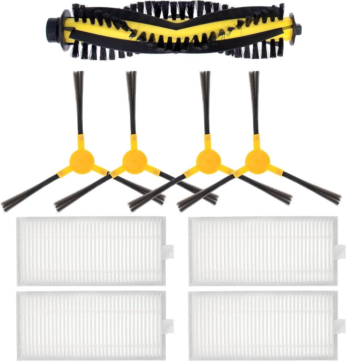 Vervangende onderdelen geschikt voor Tesvor X500/X500 Pro/M1 T8 S6 geschikt voor Neatsvor X500 X520 X600 Pro Stofzuiger, inclusief 4 Zijborstel+1 Rolborstel+4 Filters — afbeelding 1