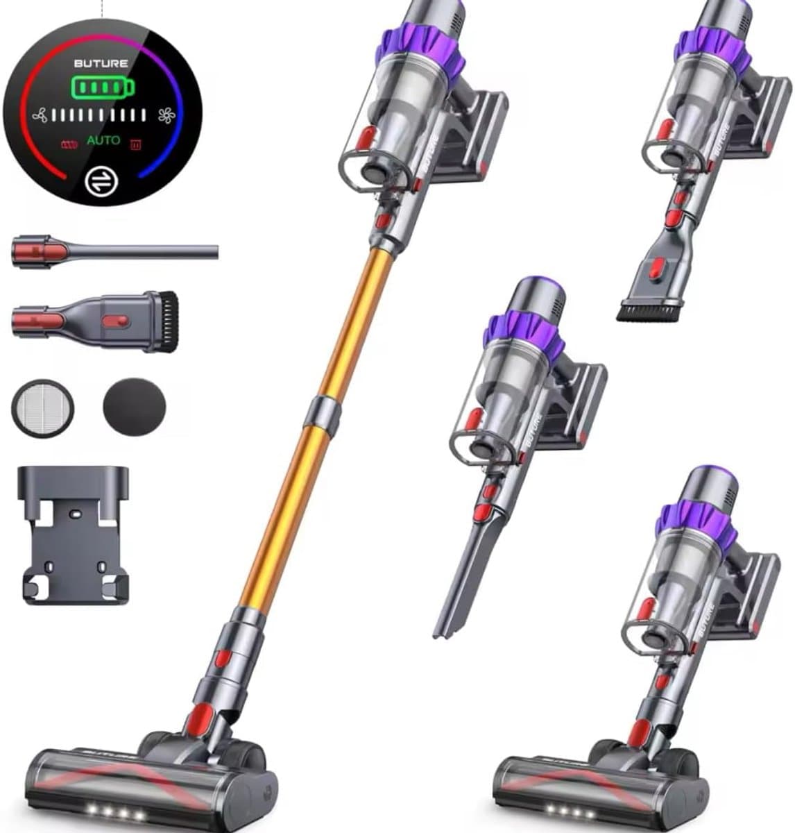 Draadloze Stofzuiger - Steelstofzuiger Bezem - Huis Schoonmaken - Intelligent Display - 60 Min Looptijd - Goud — afbeelding 1