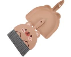 Mini Stoffer Blik - Kleine Schoonmaakset - Bureau Schoonmaken - Geïntegreerde Opvang - 23 cm Lengte - Grijs