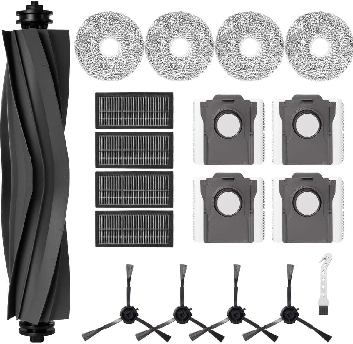 Cosensi- Accessoireset voor Dreame L10s Pro Ultra - 1 Hoofdborstel - 4 HEPA Filters - 4 Mopdoeken - 4 Stofzakken - 4 Zijborstels - Duurzame Rubber Borstel - Stofzuigeraccessoires — afbeelding 1