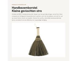 Dailygoods - Handbezemborstel - Kleine gevlochten stro - Draagbaar - Bamboe - Desktopreiniging - Geschikt voor harde vloeren en tapijt - Zilver