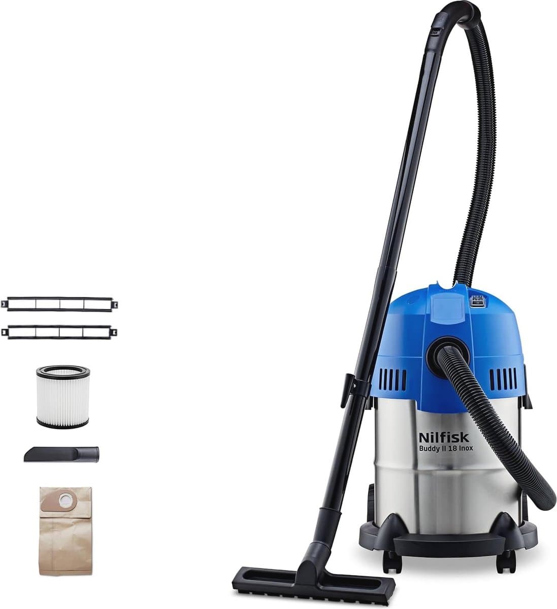 18L Inox Nat- en Droogzuiger met Zuig- en Blaasfunctie voor Huis, Tuin en Auto (1200 W) — afbeelding 1